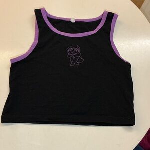 Cherub Black Tank Top with Purple Trim